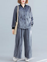 Casual Solid Outwears&Pants Suits